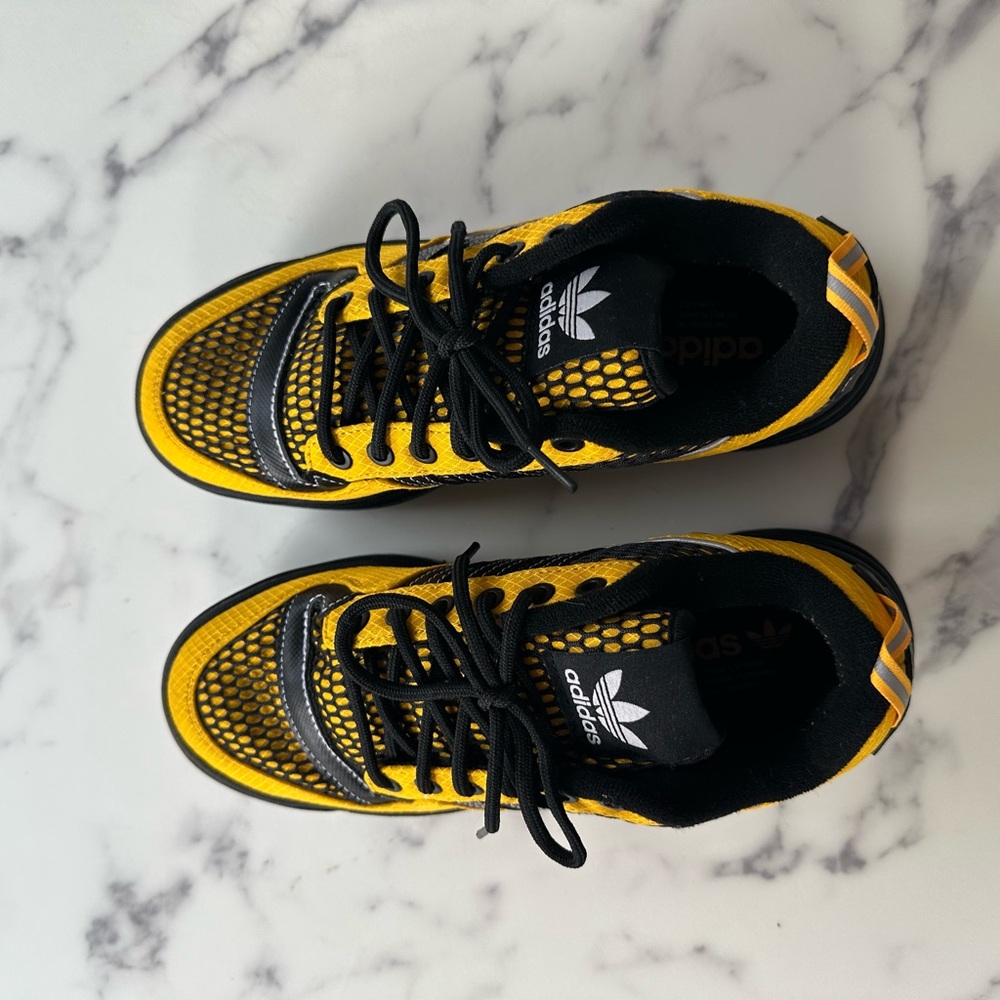 Adidas Black and Yellow Mesh Sneakers